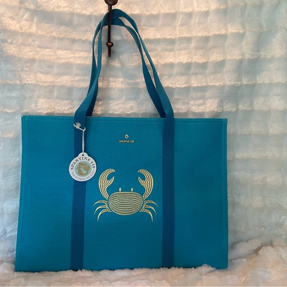 Spartina 449 Handbags - Spartina 449 Turquoise Crab Embroidered Tote